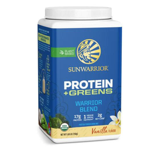 SUNWARRIOR WARRIOR BLEND PLUS GREENS VANILLA / BỘT PROTEIN THỰC VẬT HỮU CƠ THÊM RAU XANH ( VỊ VANILLA)