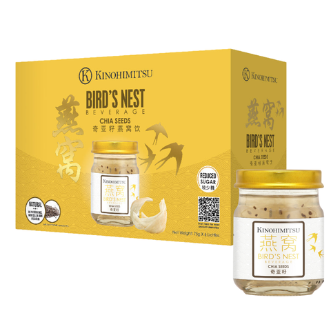 KINOHIMITSU BIRD’S NEST WITH CHIA SEED 75G / NƯỚC YẾN THƯỢNG HẠNG GIÚP HẠ ĐƯỜNG HUYẾT, GIÀU CHẤT XƠ