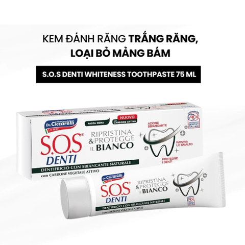 S.O.S DENTI WHITENESS TOOTHPASTE / KEM ĐÁNH RĂNG HỖ TRỢ LOẠI BỎ MẢNG BÁM
