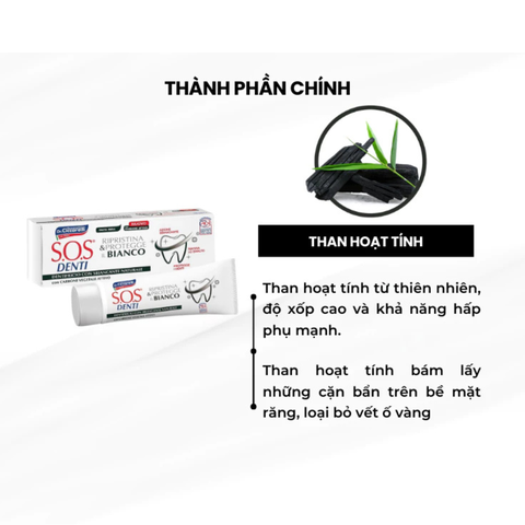 S.O.S DENTI WHITENESS TOOTHPASTE / KEM ĐÁNH RĂNG HỖ TRỢ LOẠI BỎ MẢNG BÁM