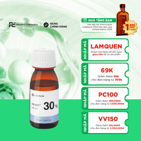 MD:PEEL SALICYLIC 30% / Thay da sinh học loại bỏ mụn sưng viêm cấp độ 3 & 4 với axit salicylic 30%