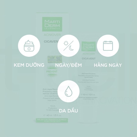 MARTIDERM ACNIOVER CICAVENT: Kem Dưỡng Giảm Mụn, Mờ Thâm & Phục Hồi Da