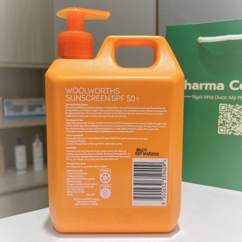 WOOLWORTHS SUNSCREEN SPF50+ EVERYDAY LOTION / KEM CHỐNG NẮNG PHỔ RỘNG 1L