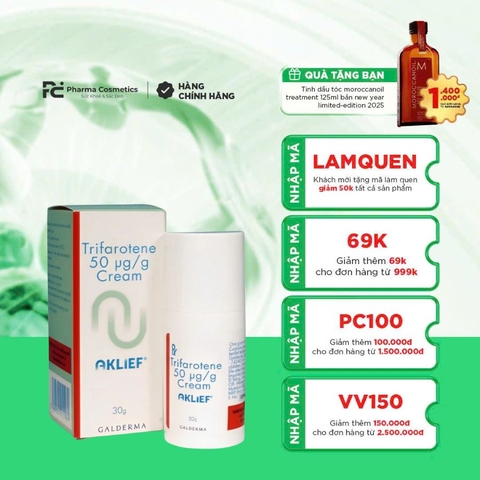 AKLIEF 0.005% TRIFAROTENE CREAM: Kem Đặc Trị Mụn & Chống Lão Hóa - Retinoid Thế Hệ 4 Ít Kích Ứng