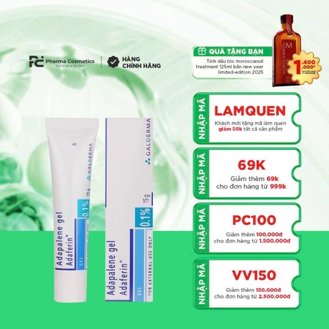 ADAPALENE GEL ADAFERIN 0.1%: Gel Đặc Trị Mụn Ẩn, Mụn Đầu Đen - Cho Làn Da Láng Mịn