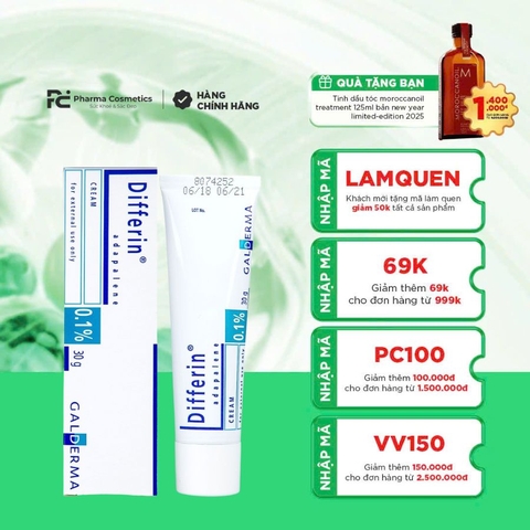 DIFFERIN CREAM 0.1%: Kem Đặc Trị Mụn Chứa Adapalene – Giảm Mụn Viêm & Cải Thiện Làn Da