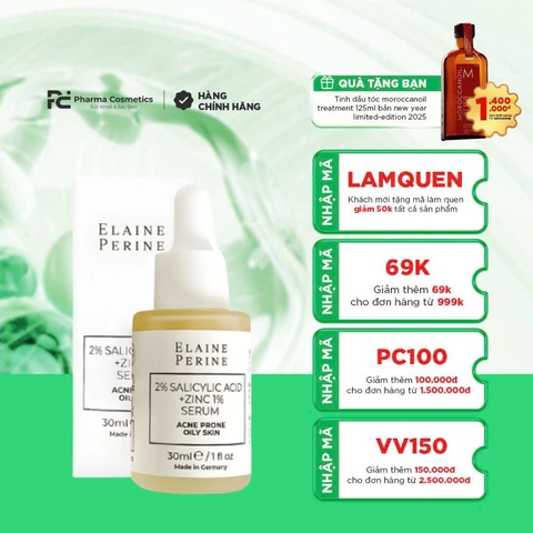 ELAINE PERINE 2% SALICYLIC ACID + 1% ZINC SERUM - Tinh Chất Thanh Lọc & Kiểm Soát Dầu Mụn Chuyên Sâu