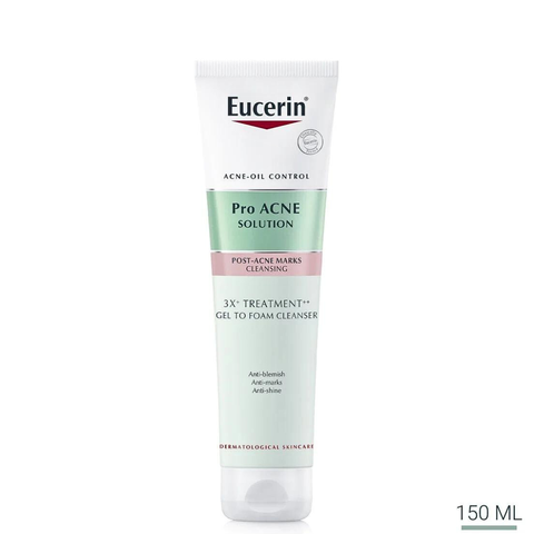 EUCERIN PRO ACNE 3X TREATMENT GEL TO FOAM CLEANSER / GEL RỬA MẶT GIÚP LÀM SẠCH SÂU, GIẢM MỤN, GIẢM THÂM MỤN
