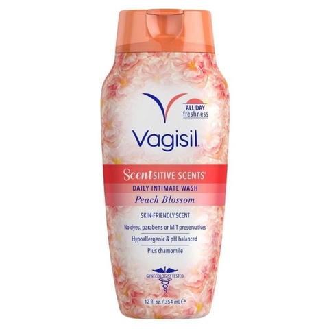 VAGISIL SCENTSITIVE SCENTS DAILY INTIMATE WASH PEACH BLOSSOM: Dung Dịch Vệ Sinh Dịu Nhẹ, Cân Bằng pH & Hương Hoa Anh Đào