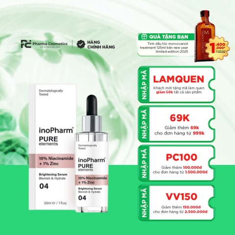 INOPHARM 10% NIACINAMIDE + 1% ZINC: Tinh Chất Dưỡng Ẩm, Giảm Mụn & Sáng Da Toàn Diện