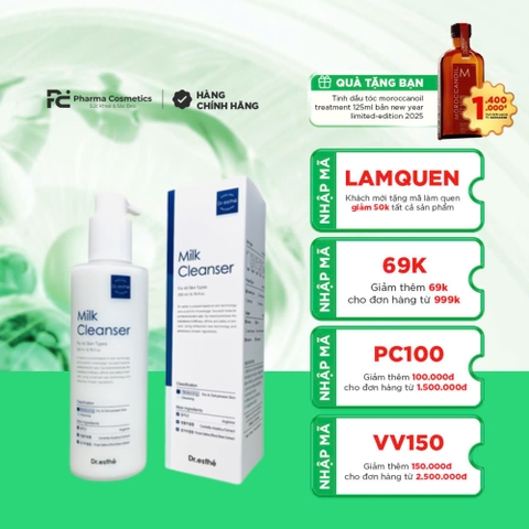 DR.ESTHE MILK CLEANSER: Sữa Rửa Mặt Dạng Sữa Dịu Nhẹ - Dưỡng Ẩm & Bảo Vệ Làn Da Nhạy Cảm