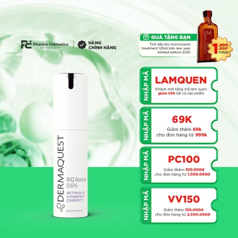 DERMAQUEST RiQ Retinol 0.6%: Tinh Chất Tái Tạo & Trẻ Hóa Mạnh Mẽ, Giảm Thiểu Kích Ứng