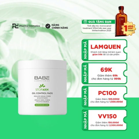 BABE STOP AKN OIL CONTROL PADS: Miếng Pad Kiểm Soát Dầu & Giảm Mụn, Cho Làn Da Sạch Thỏa
