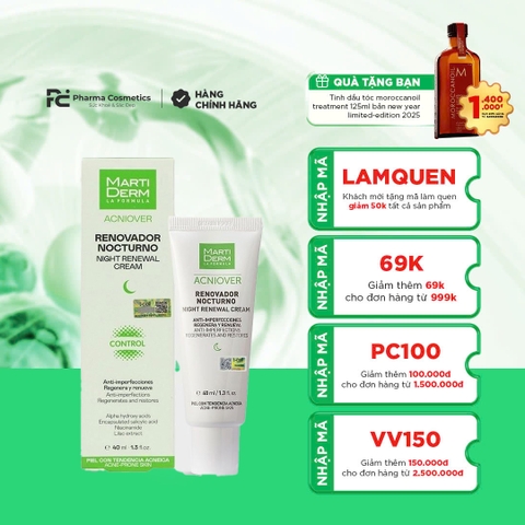 MARTIDERM ACNIOVER NIGHT RENEWAL CREAM / KEM DƯỠNG TÁI TẠO BAN ĐÊM CHO DA DẦU MỤN