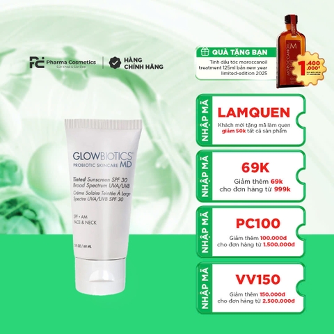 GLOWBIOTICS TINTED SUNSCREEN SPF 30 BROAD SPECTRUM UVA/UVB : Kem Chống Nắng Vật Lý Có Màu, Bảo Vệ Toàn Diện & Nâng Tông Tự Nhiên