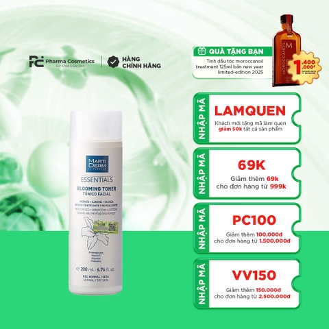 MartiDerm Essentials Blooming Toner: Nước Cân Bằng Dưỡng Ẩm & Tái Sinh Làn Da Rạng Rỡ