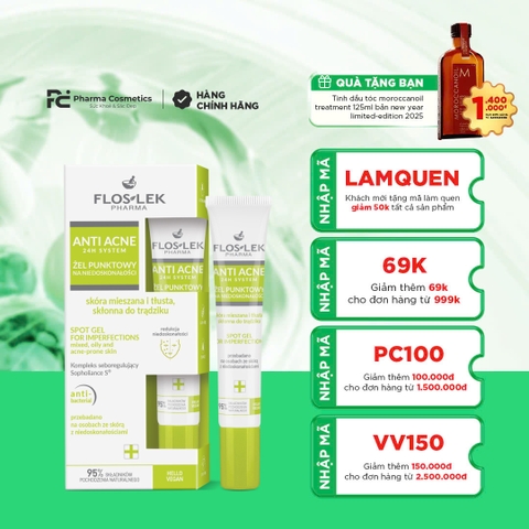 FLOSLEK ANTI ACNE SPOT GEL FOR IMPERFECTIONS : Gel Đặc Trị Mụn Diệt Khuẩn - Hỗ Trợ Gom Cồi & Tiêu Viêm Hiệu Quả