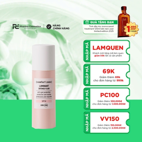 COMFORT ZONE LUMINANT DEFENSE FLUID SPF 50: Kem Chống Nắng Bảo Vệ Toàn Diện & Ngăn Ngừa Rối Loạn Sắc Tố