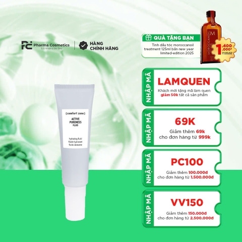 COMFORT ZONE ACTIVE PURENESS FLUID: Kem Dưỡng Ẩm Kiềm Dầu, Dưỡng Sáng Da Khỏe Mạnh