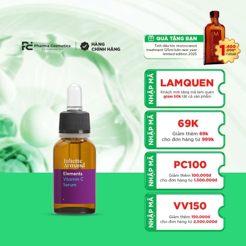 JULIETTE ARMAND ELEMENTS VITAMIN C SERUM: Tinh Chất Dưỡng Ẩm & Chống Oxy Hóa, Cho Làn Da Sáng Khỏe