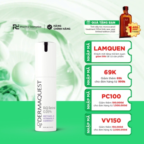 DERMAQUEST RiQ RETINAL 0.05%: Tinh Chất Retinal Công Nghệ Cao – Trẻ Hóa Dịu Nhẹ, Dành Cho Làn Da Nhạy Cảm