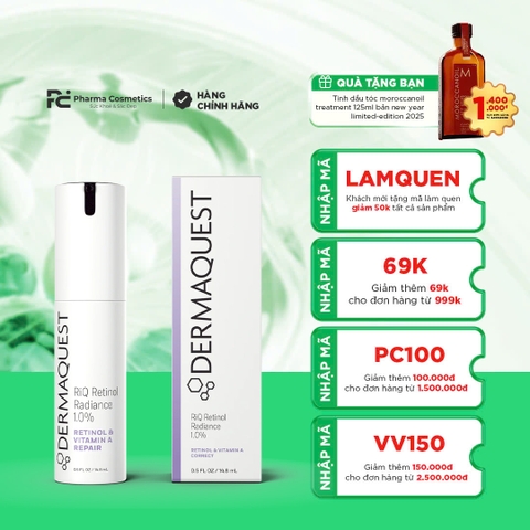 DERMAQUEST RiQ RETINOL RADIANCE 1%: Tinh Chất Retinol Công Nghệ Cao - Trẻ Hóa & Sáng Da Toàn Diện