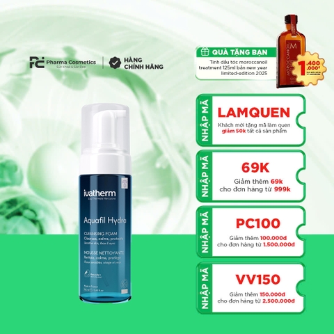 IVATHERM AQUAFIL HYDRA CLEANSING FOAM: Sữa Rửa Mặt Dịu Nhẹ Cho Da Khô, Nhạy Cảm - Dưỡng Ẩm Sâu & Phục Hồi