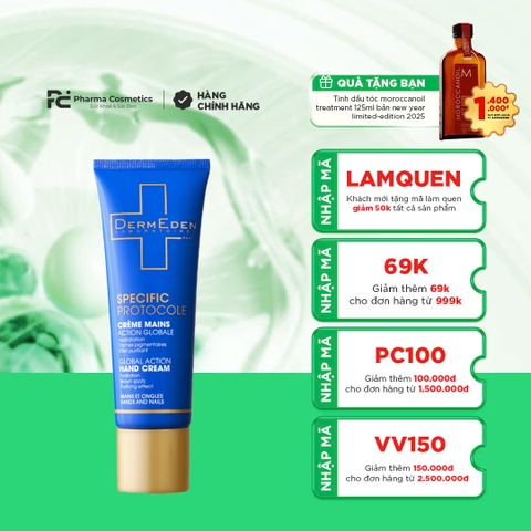 Dermeden Global Action Hand Cream: Kem Dưỡng Da Tay Sáng Da & Chống Lão Hóa Toàn Diện