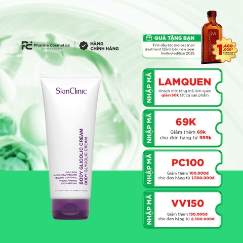 SKINCLINIC BODY GLYCOLIC CREAM: Kem Dưỡng Tái Tạo, Giúp Da Mịn Màng & Giảm Sần