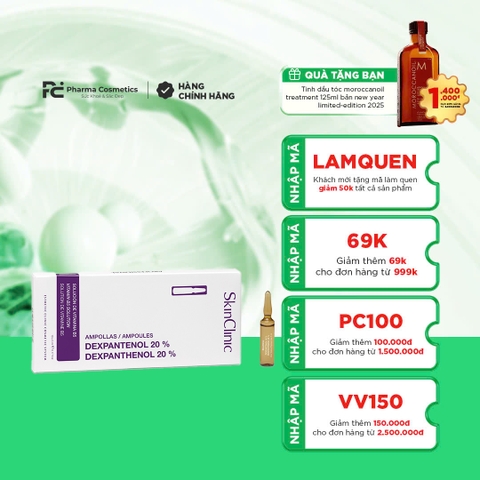 SKINCLINIC DEXPANTHENOL 20% AMPOULES: Tinh Chất Phục Hồi & Dưỡng Ẩm Sâu, Cho Làn Da Căng Bóng