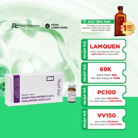SKINCLINIC HYALURONIC ACID 3,5%: Tinh Chất Dưỡng Ẩm Sâu, Hỗ Trợ Chống Lão Hóa & Làm Mờ Nếp Nhăn