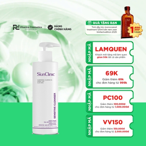 SKINCLINIC SENSITIVE CLEANSER: Sữa Rửa Mặt Dịu Nhẹ, Phục Hồi & Làm Dịu Làn Da Nhạy Cảm