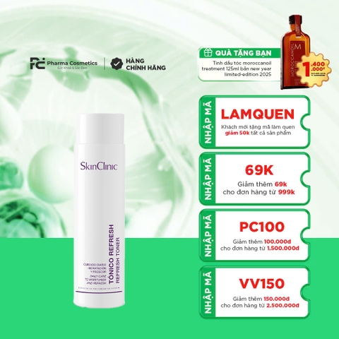 SKINCLINIC REFRESH TONER: Toner Dịu Nhẹ Cấp Ẩm, Mở Đường Cho Dưỡng Chất Thẩm Thấu