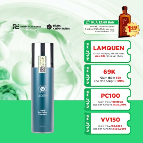 VI DERM GENTLE PURIFYING CLEANSER: Sữa Rửa Mặt Dịu Nhẹ, Làm Sạch Sâu Cho Làn Da Khỏe Mạnh