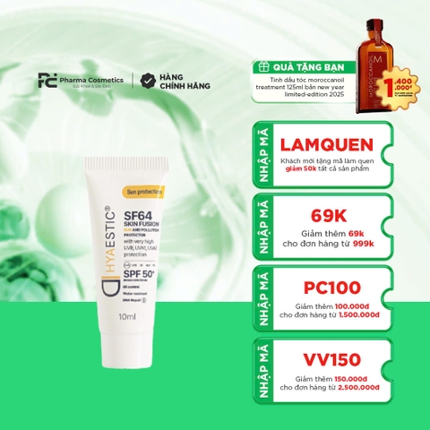 Hyaestic Skin Fusion SF64 Sun And Pollution Protector SPF50+ 10ML: Kem Chống Nắng Bảo Vệ Tối Đa & Phục Hồi DNA
