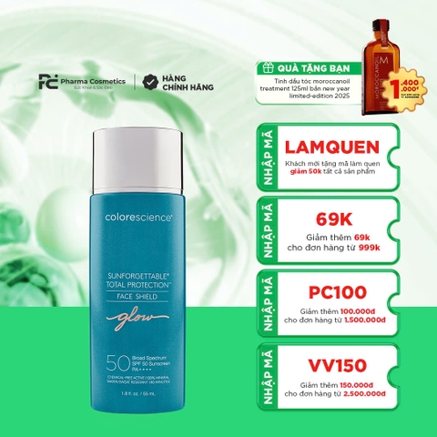 COLORESCIENCE TOTAL PROTECTION FACE SHIELD SPF50 ( GLOW) / KEM CHỐNG NẮNG CĂNG BÓNG DA 