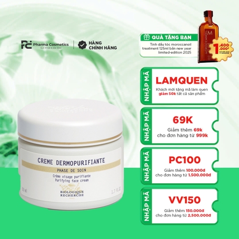 BIOLOGIQUE RECHERCHE CRÈME DERMOPURIFIANTE / KEM DƯỠNG KIỂM SOÁT LƯỢNG DẦU THỪA, LÀM SE KHÍT LỖ CHÂN LÔNG VÀ THANH LỌC DA 