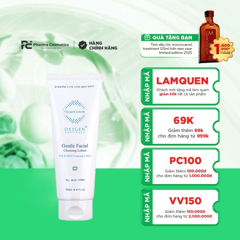 OXYGENCEUTICALS GENTLE FACIAL CLEANSING LOTION: Sữa Rửa Mặt Dịu Nhẹ Dạng Kem Không Bọt Cho Làn Da Nhạy Cảm