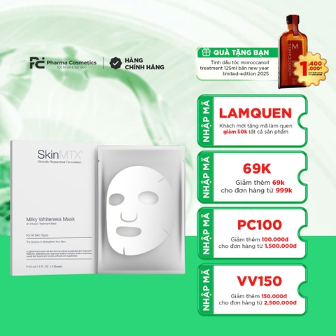 SKINMTX MILKY WHITENESS MASK: Mặt Nạ Sáng Da & Cấp Ẩm - Phục Hồi Làn Da Rạng Rỡ Tức Thì