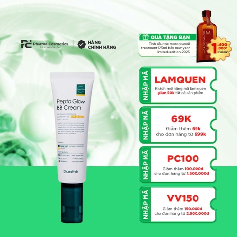 DR.ESTHE PEPTA GLOW BB CREAM: Kem Chống Nắng BB Peptide - Che Phủ Mỏng Nhẹ & Phục Hồi Da Sau Trị Liệu