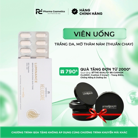 HELIOCARE LUMINANCE BRIGHTENS & EVENS SKIN TONE / VIÊN UỐNG TRẮNG DA, MỜ THÂM NÁM (THUẦN CHAY)