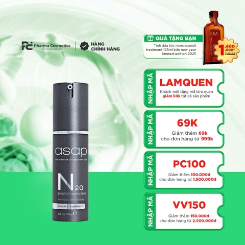 ASAP N20 PEPTIDE COMPLEX: Tinh Chất Phục Hồi, Giảm Nếp Nhăn & Tăng Cường Độ Đàn Hồi