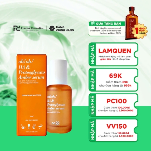 OH!OH! HA & PROTEOGLYCANS AMBER SERUM: Tinh Chất Cấp Ẩm Đa Tầng, Phục Hồi & Trẻ Hóa Làn Da