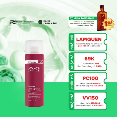 PAULA'S CHOICE SKIN RECOVERY ENRICHED CALMING TONER: Nước Cân Bằng & Phục Hồi Độ Ẩm Chuyên Sâu Cho Làn Da Khô Nhạy Cảm