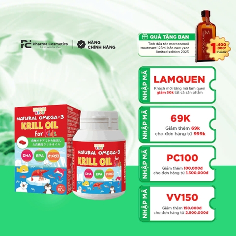 EIKENBI NATURAL OMEGA-3 KRILL OIL FOR KIDS: Dầu Nhuyễn Thể Tinh Khiết Cho Trí Não Và Thị Lực Của Bé