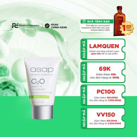 ASAP C2O – CREAM TO OIL CLEANSER: Sữa Rửa Mặt Dạng Kem-Dầu, Làm Sạch Sâu & Dưỡng Ẩm