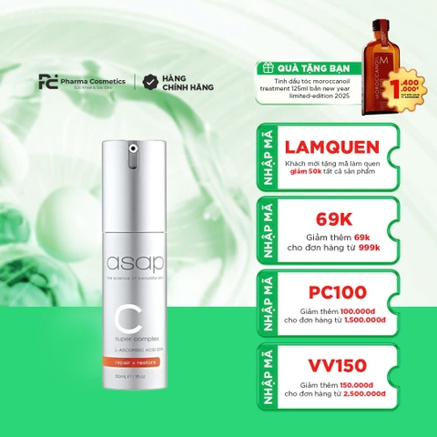 ASAP SUPER C COMPLEX: Tinh Chất Vitamin C 20% – Dưỡng Sáng, Chống Lão Hóa & Bảo Vệ Da Mạnh Mẽ