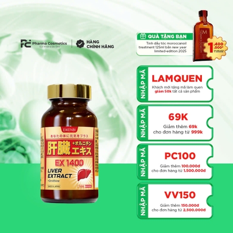 EIKENBI LIVER EXTRACT+ ORNITHINE EX 1400: Viên Uống Bổ Gan, Hỗ Trợ Tái Tạo & Thanh Lọc Cơ Thể