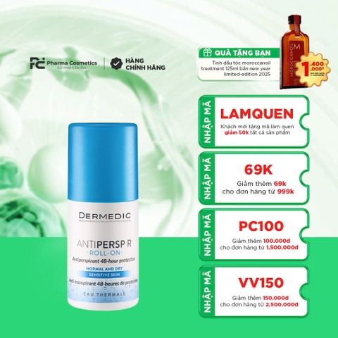 DERMEDIC HYDRAIN ANTIPERSP R ROLL-ON: Lăn Khử Mùi Khô Thoáng Dịu Nhẹ, Tươi Mát Suốt Cả Ngày