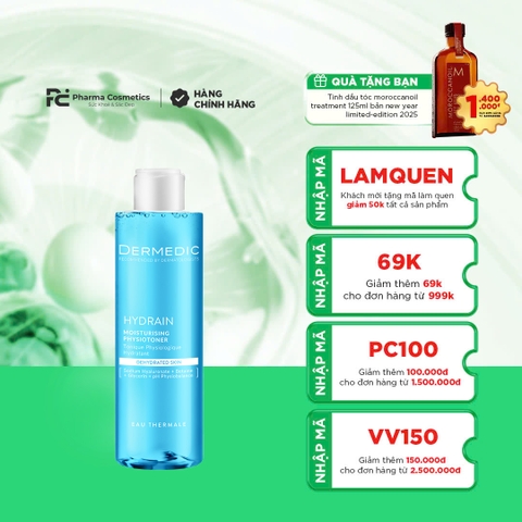 DERMEDIC HYDRAIN Moisturizing phisiotoner : Toner Cấp Ẩm Chuyên Sâu & Cân Bằng Làn Da Nhạy Cảm
